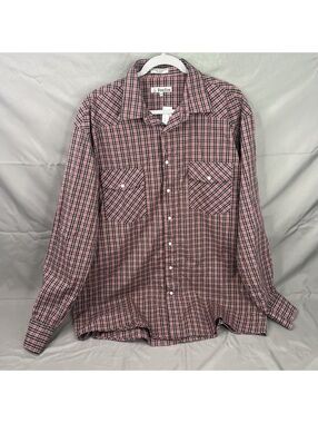 Foxfire Mens XLT Pearl Snap Western Shirt Red Plaid Long Sleeve Tall